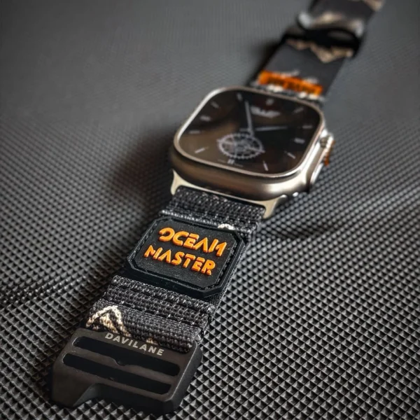 rugged MOLLE Alpine Black Nylon Watch Bands1 Patch-Compatible MOLLE Nylon Apple Watch Strap