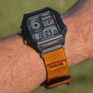 AE1200-Version-01 Orange MOLLE Nylon Watch Band for Casio AE-1200 / AE-1300