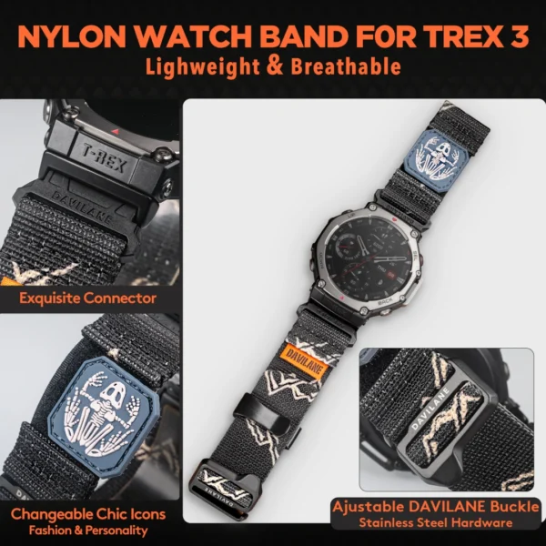 Alpine Black MOLLE Nylon Bands for Amazfit TRex 3