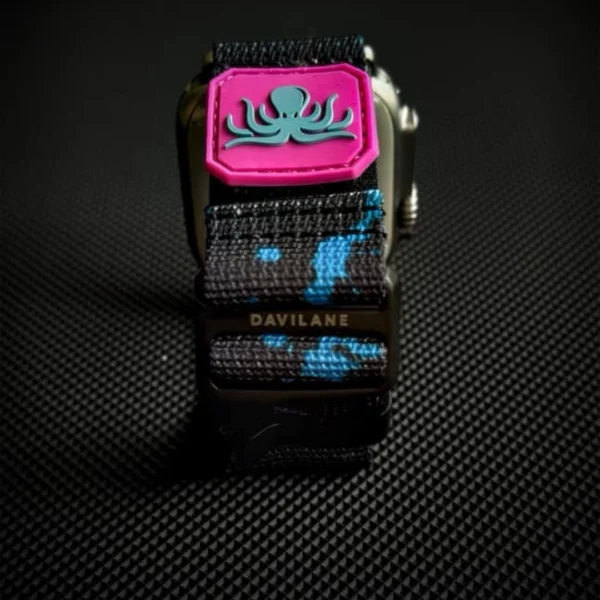 Elevate Your Style with DAVILANE MOLLE Apple Watch Bands2 Neon Blue MOLLE Nylon Watch Band for G-Shock GA-2100 / GM-2100