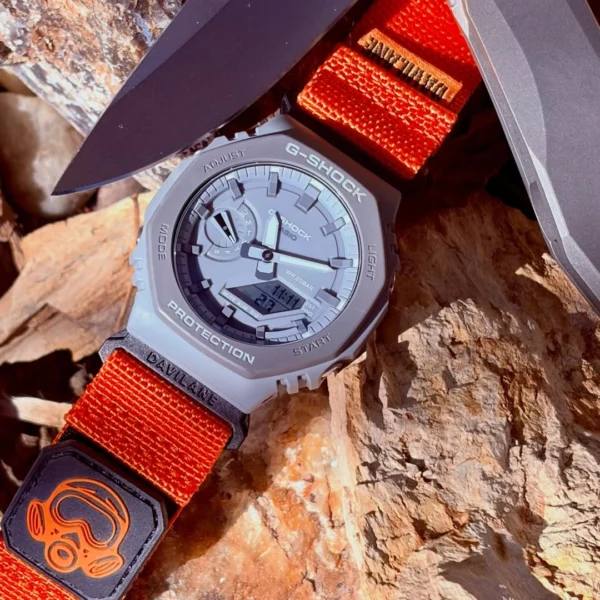 MOLLE Rugged nylon Watch Bands for G-Shock GA2100 Orange2 Orange MOLLE Nylon Watch Band for G-Shock GA-2100 / GM-2100