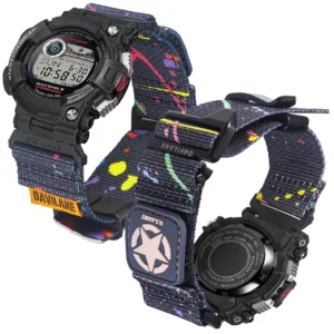 Neon Blue MOLLE Nylon Straps for GShock GWF-1000 GWF-A1000