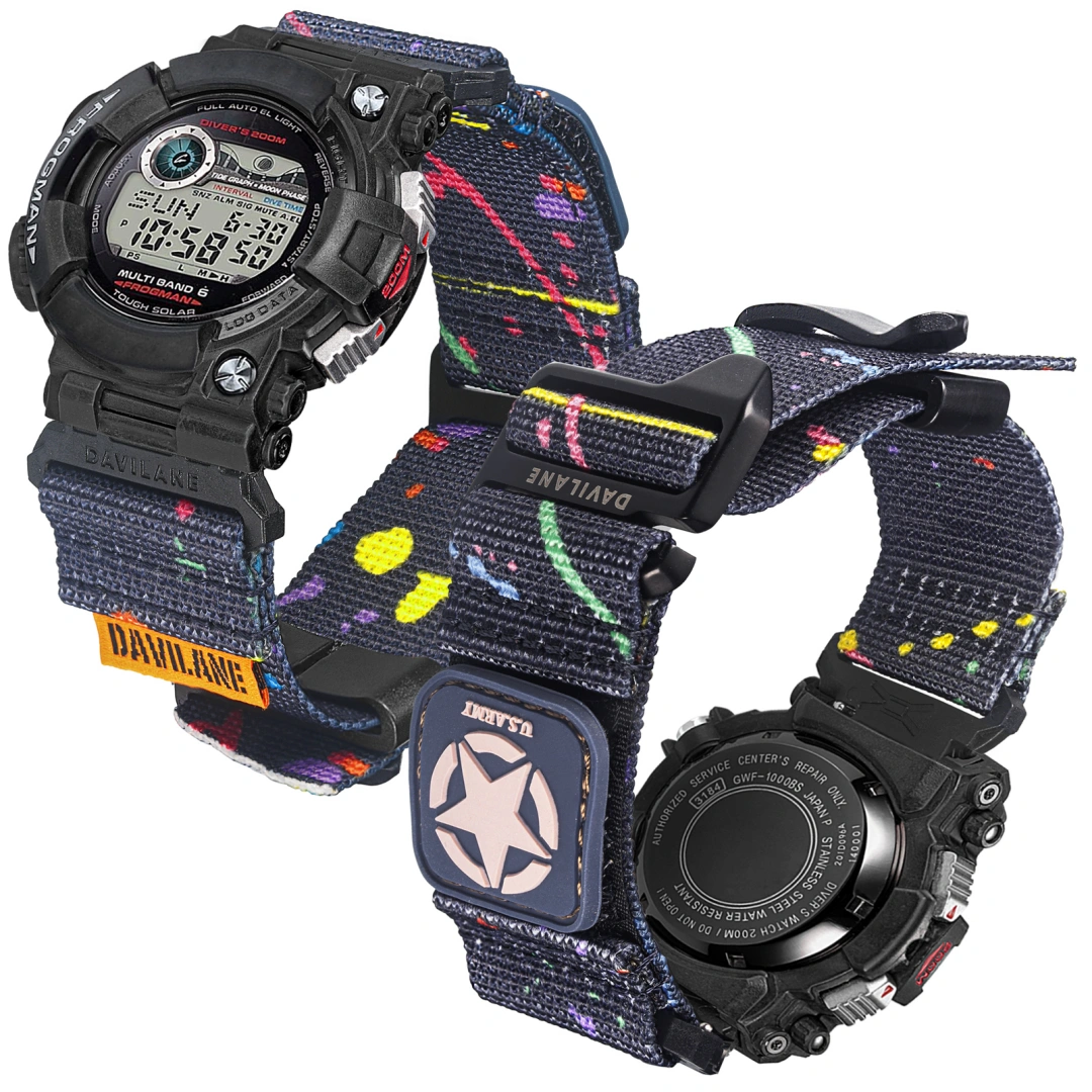 Neon Blue DAVILANE watch band for G-Shock GWF-1000 / GWF-A1000