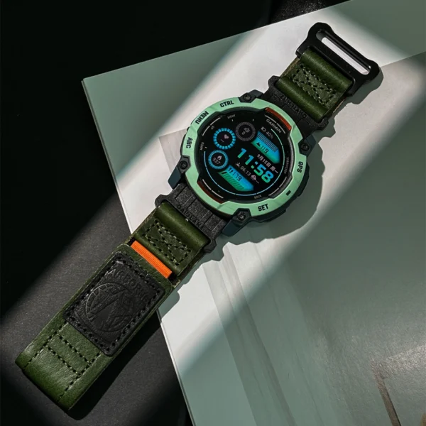AIR BORNE Quickfit Leather Watch Bands Green