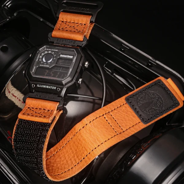 Quick Release AIR BORNE Leather Watch Straps Orange