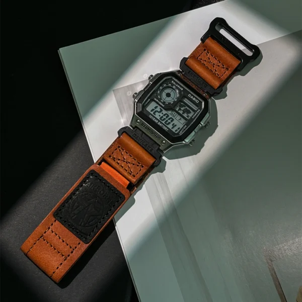 Quick Release AIR BORNE Leather Watch Straps Orange