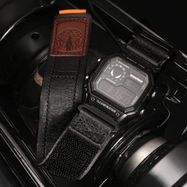 Quick Release AIR BORNE Leather Watch Straps Black