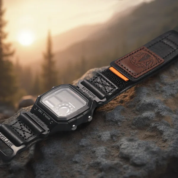 Quick Release AIR BORNE Leather Watch Straps Black