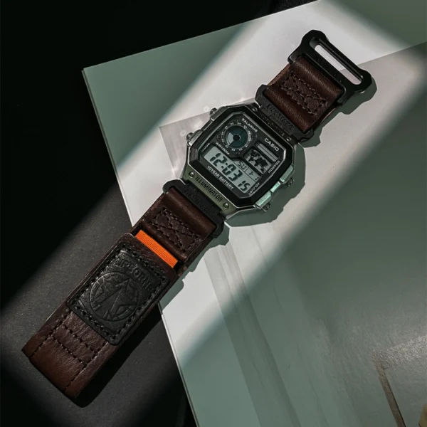 Quick Release AIR BORNE Leather Watch Straps Brown