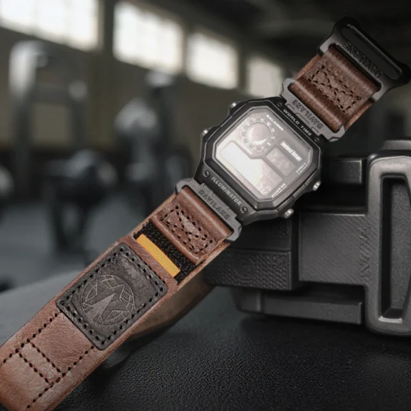 Quick Release AIR BORNE Leather Watch Straps Brown