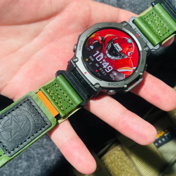 AIR BORNE Leather Watch Bands for Amazfit Trex3 AIR BORNE Leather Watch Bands for Amazfit T-Rex 3 | Green
