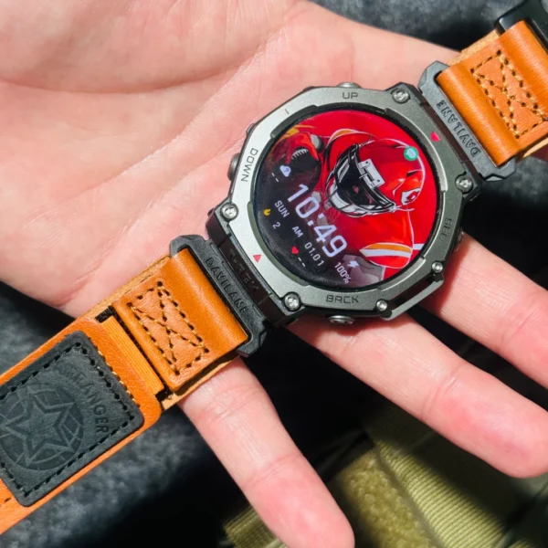 AIR BORNE Leather Watch Bands for Amazfit Trex4 AIR BORNE Leather Watch Bands for Amazfit T-Rex 3 | Orange