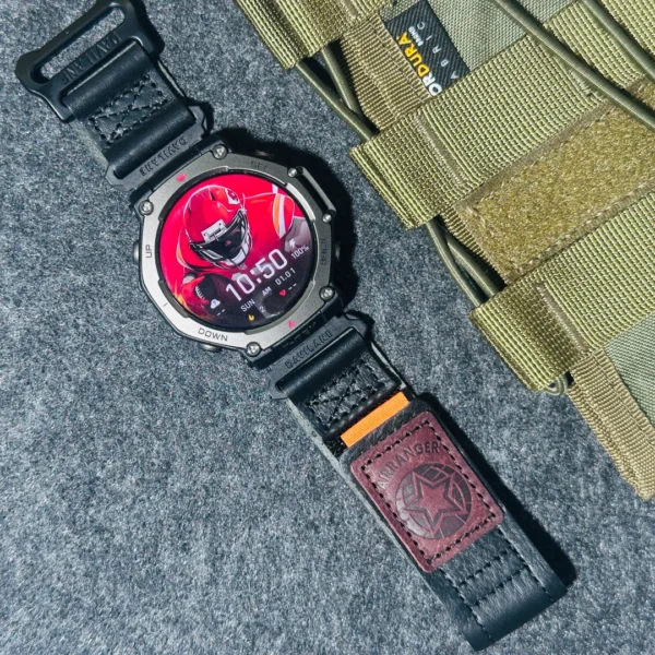 AIR BORNE Leather Watch Bands for Amazfit T-Rex 2 | Black