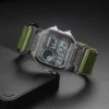Green Leather Hook-and-Loop Watch Band for Casio AE-1200 / AE-1300
