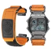 Orange Leather Hook-and-Loop Watch Band for Casio AE-1200 / AE-1300