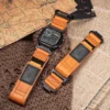 Orange Leather Hook-and-Loop Watch Band for Casio AE-1200 / AE-1300