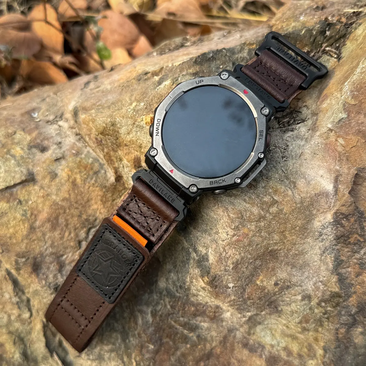 DAVILANE Air Ranger Leather route visual for Amazfit T-Rex 3 Pro 44mm 20mm Quick Release