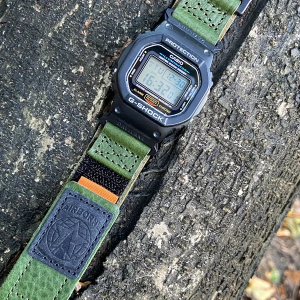 Green DAVILANE Air Ranger Leather 16mm G-SHOCK adapter fit path watch band