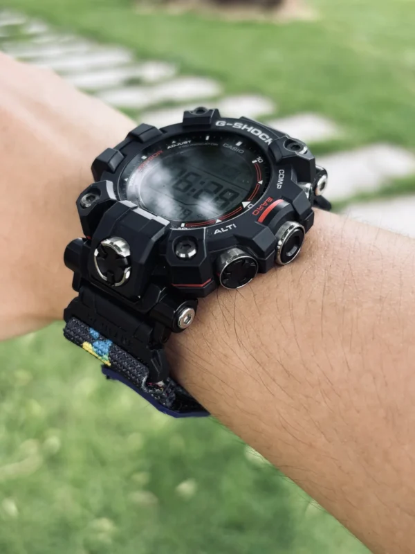 Neon Blue MOLLE Nylon Watch Band for G-Shock GW-9500