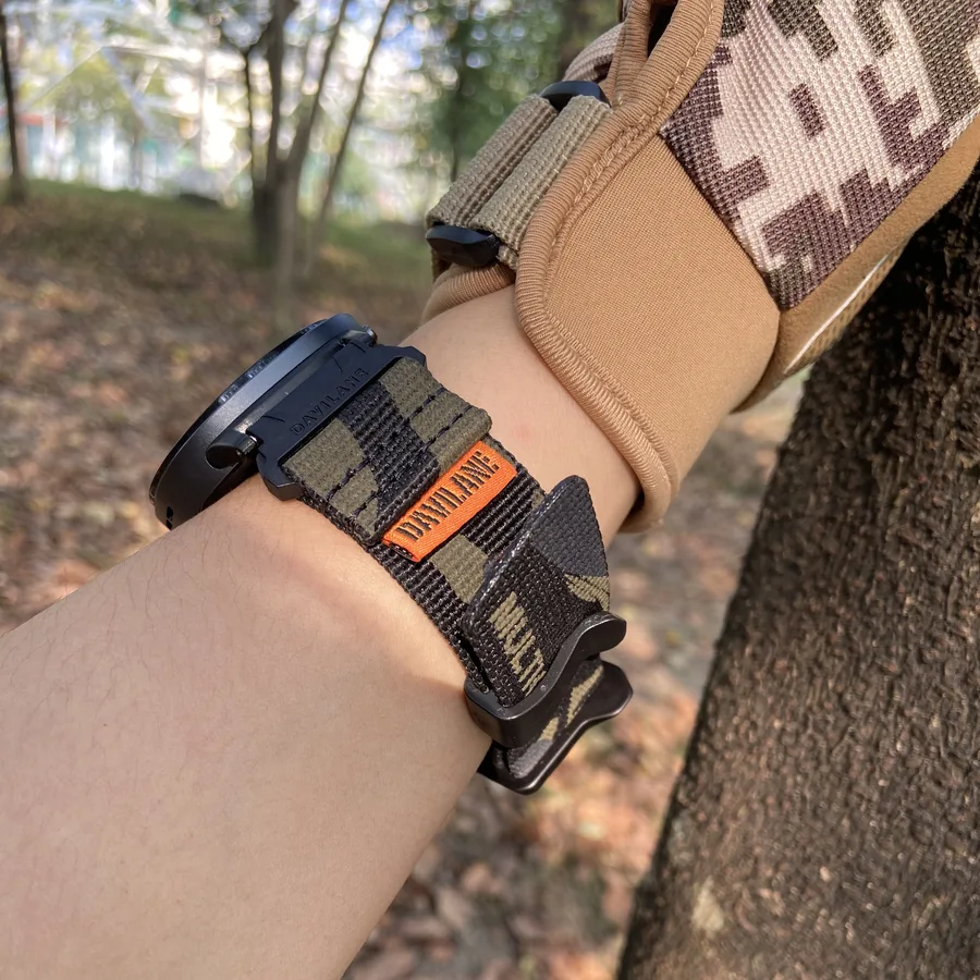 DV01 Apple Watch outdoor MOLLE nylon band on wrist
