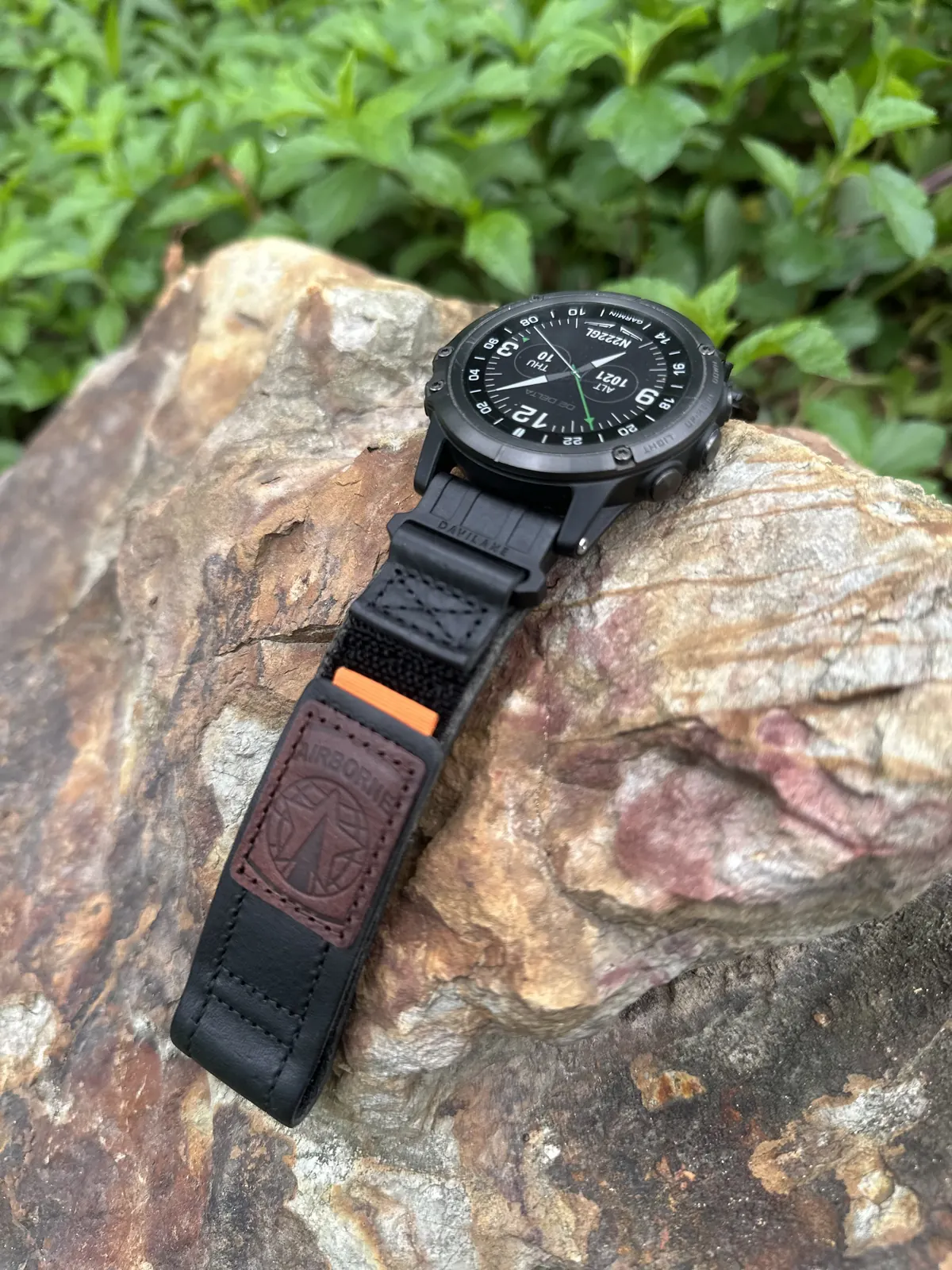 DAVILANE black MOLLE nylon watch band installed on G-Shock GA-2100