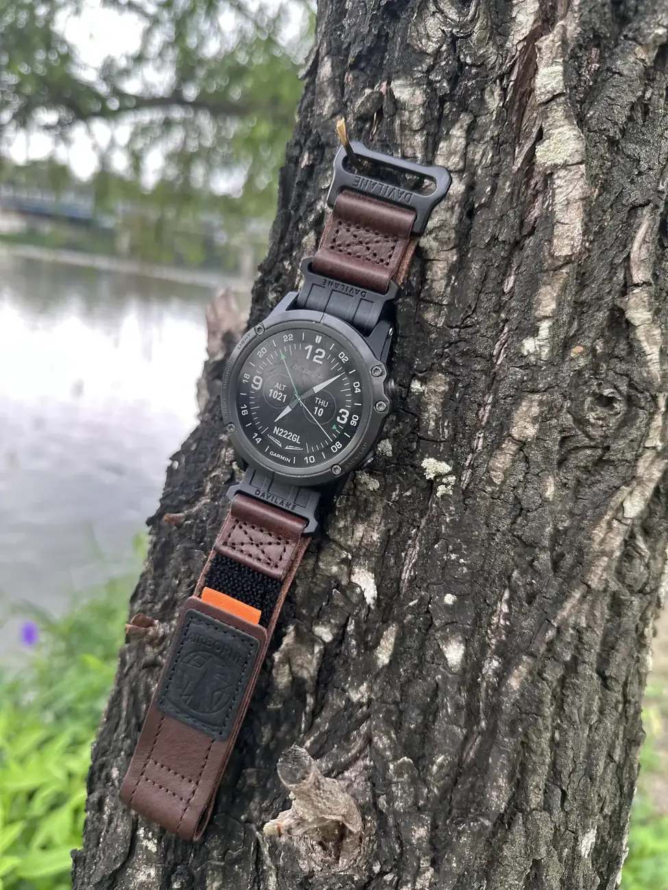 DAVILANE band installed on G-Shock GA-2100 on tree