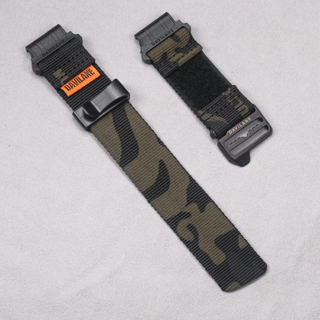 Camo Black Patch-Compatible MOLLE Nylon Strap for Garmin Fenix 7 QuickFit 22mm