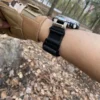 Black Leather Hook-and-Loop Watch Band for G-Shock GST-B100