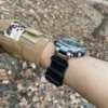 Black Leather Hook-and-Loop Watch Band for G-Shock GST-B100