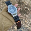 Black Leather Hook-and-Loop Watch Band for G-Shock GST-B100