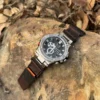 Brown Leather Hook-and-Loop Watch Band for G-Shock GST-B100