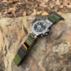 Green Leather Hook-and-Loop Watch Band for G-Shock GST-B100