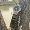 Green Leather Hook-and-Loop Watch Band for G-Shock GST-B100