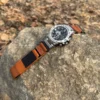 Orange Leather Hook-and-Loop Watch Band for G-Shock GST-B100