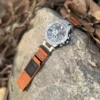 Orange Leather Hook-and-Loop Watch Band for G-Shock GST-B100
