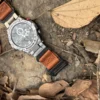 Orange Leather Hook-and-Loop Watch Band for G-Shock GST-B100