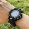 Black Leather Hook-and-Loop Watch Band for G-Shock GW-9500