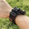 Black Leather Hook-and-Loop Watch Band for G-Shock GW-9500