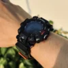 Black Leather Hook-and-Loop Watch Band for G-Shock GW-9500