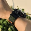 Black Leather Hook-and-Loop Watch Band for G-Shock GW-9500