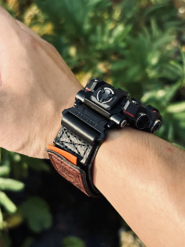 Brown Leather Hook-and-Loop Watch Band for G-Shock GW-9500