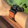 Orange Leather Hook-and-Loop Watch Band for G-Shock GW-9500