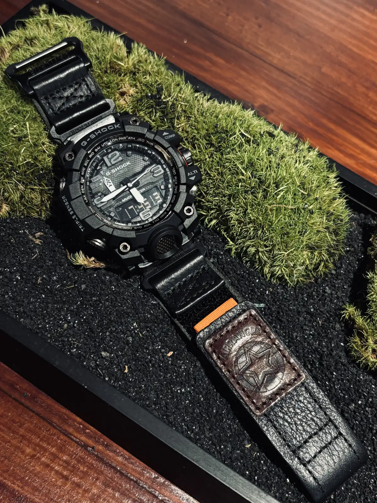 G-Shock GWG-1000 with Black Air Ranger Leather Wrist View