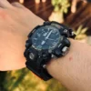 Black Leather Hook-and-Loop Watch Band for G-Shock GWG-2000