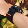 Black Leather Hook-and-Loop Watch Band for G-Shock GWG-2000