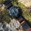 Brown Leather Hook-and-Loop Watch Band for G-Shock GWG-2000