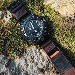 Brown Leather Hook-and-Loop Watch Band for G-Shock GWG-2000