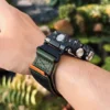 Green Leather Hook-and-Loop Watch Band for G-Shock GWG-2000