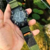 Green Leather Hook-and-Loop Watch Band for G-Shock GWG-2000