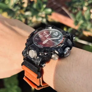 Orange Leather Hook-and-Loop Watch Band for G-Shock GWG-2000